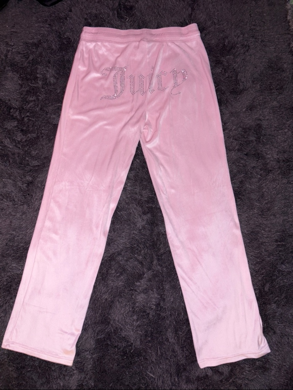 Juicy Couture Light Pink Velour Rhinestone Logo Track Pants